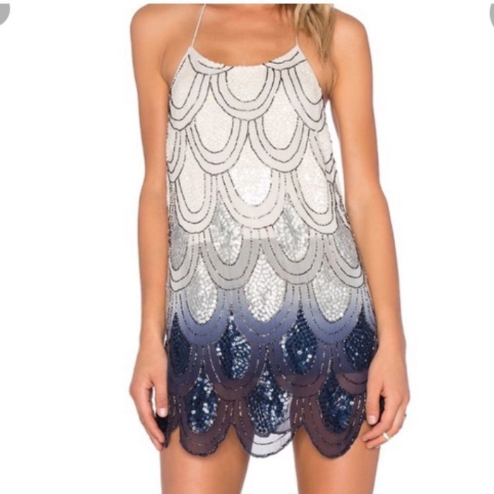 NBD Beaded Scallop Mini Halter Dress Size Small